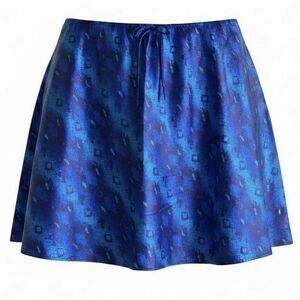 Vintage Blue Skirt Women 26W / 28W Blue Satin Abstract Y2K Made in USA NEW